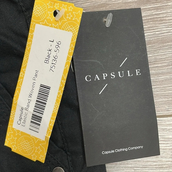 NWT Capsule from Stitch Fix Elastic Band Waist Woven Cotton Pull On Pant Black L - Picture 14 of 16